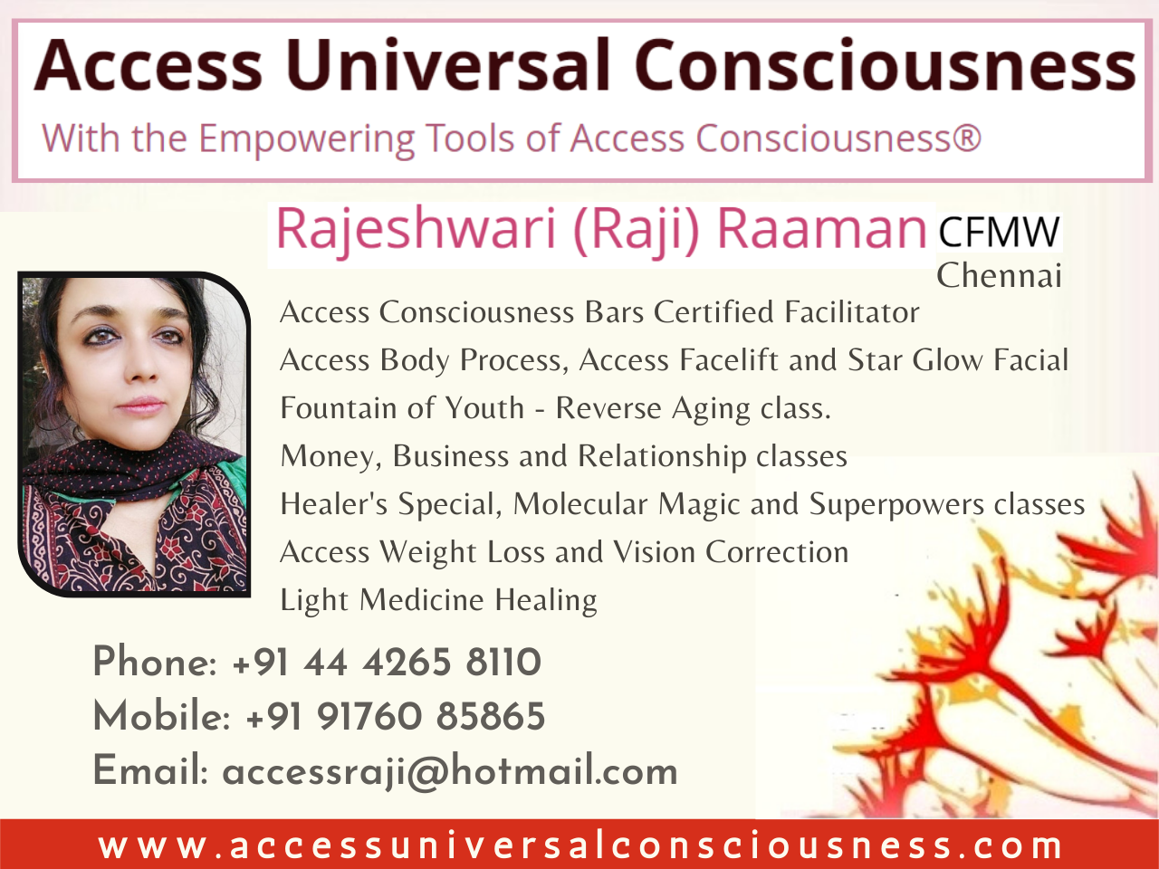 Raji Raaman, Access Consciousness bars and body process Facilitator - Coimbatore
