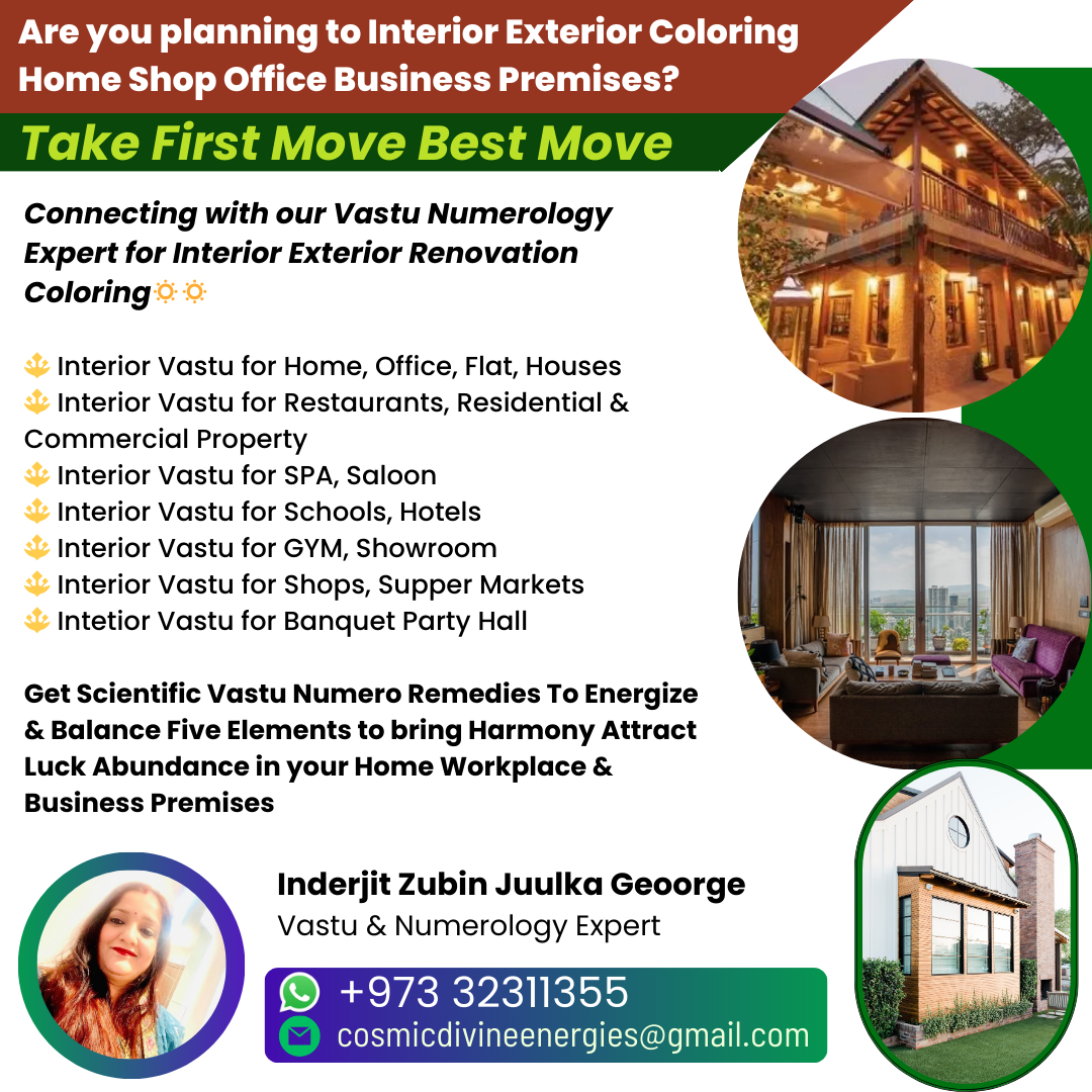 Vastu Numerology Expert for Interior Exterior Renovation Coloring - Inderjit Zubin Juulka Geoorge - Nagpur