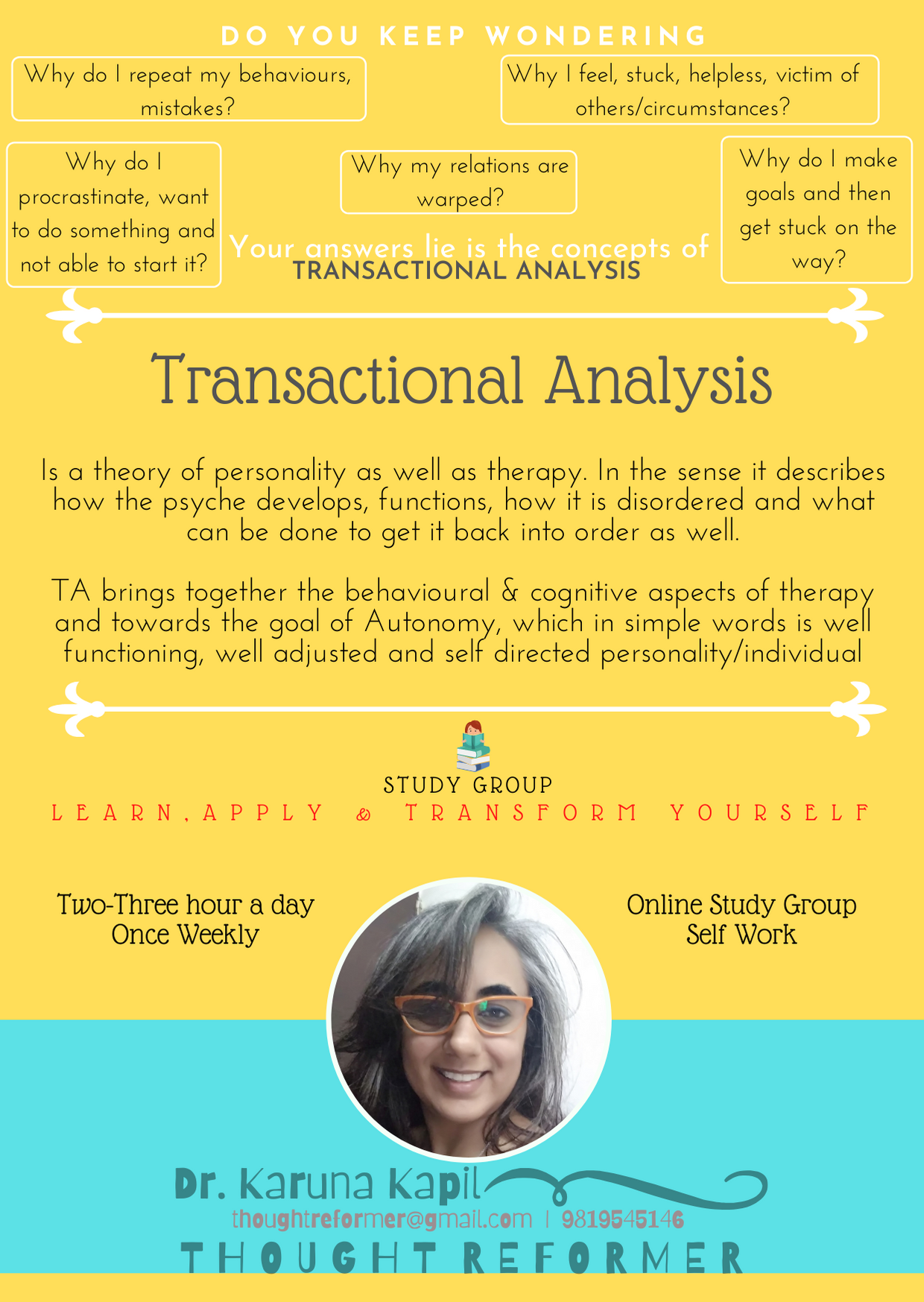 Dr Karuna Kapil - Transactional Analysis Therapy Course, TA Counseling - Andheri