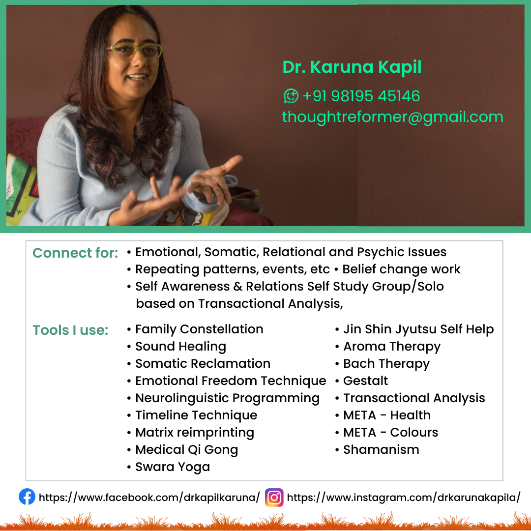 Dr Karuna Kapil - therapist of Energy Healing, Family Constellation - Chennai