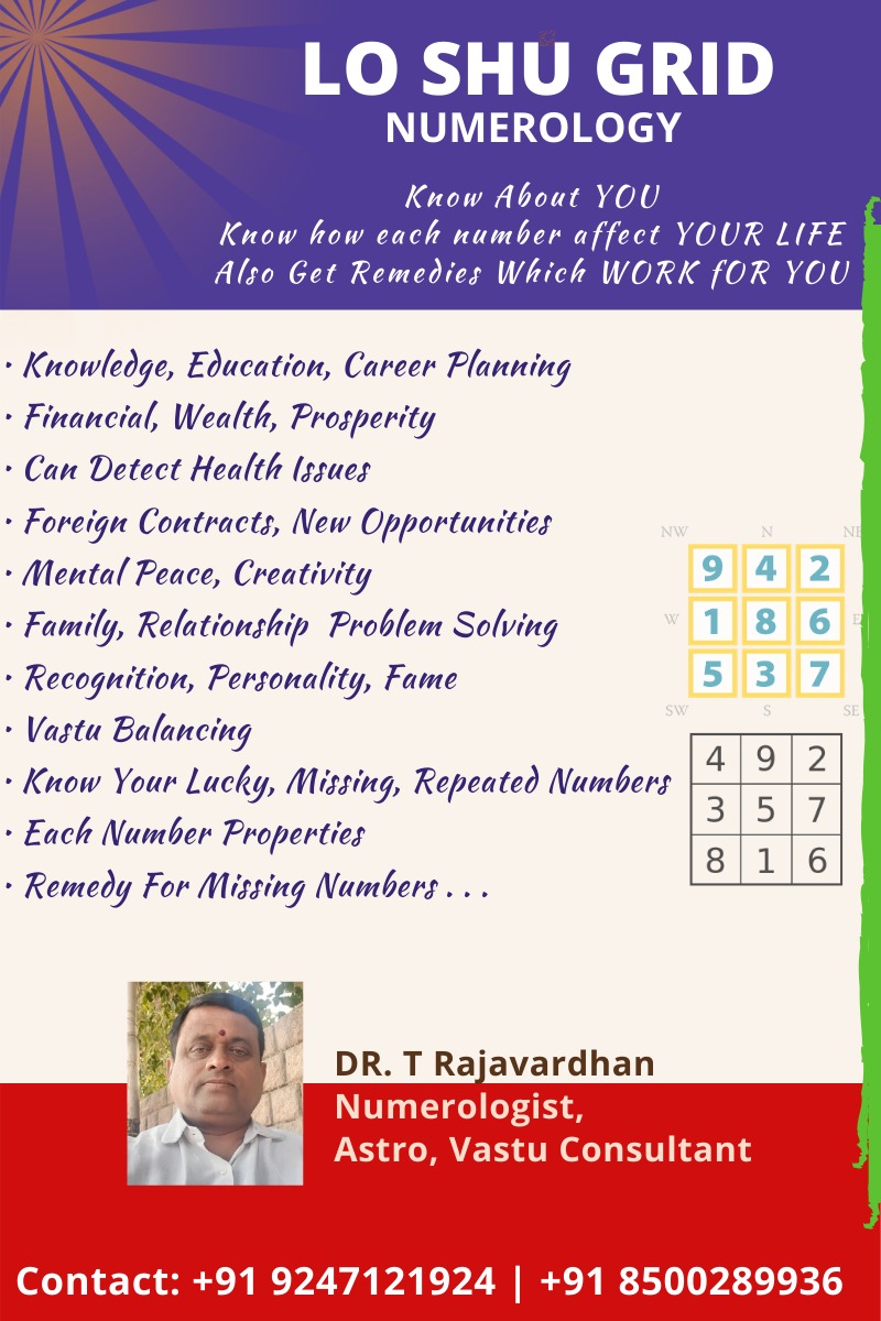 Lo Shu Grid Numerology Consultations by Dr. Rajavardhan - Nizamabad