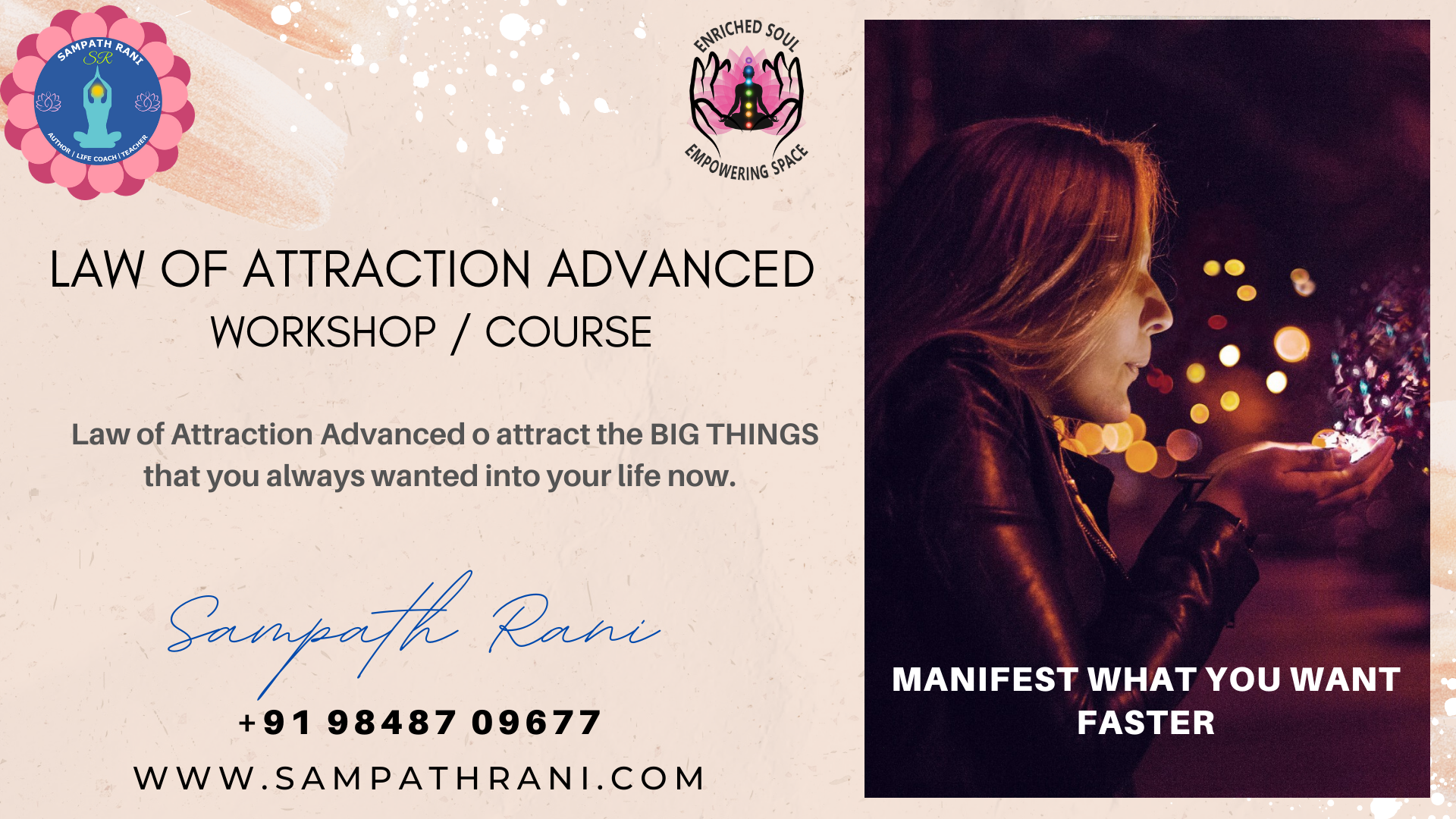 Law of Attraction Advanced Workshop, Course - by Sampath Rani - Jayanagar