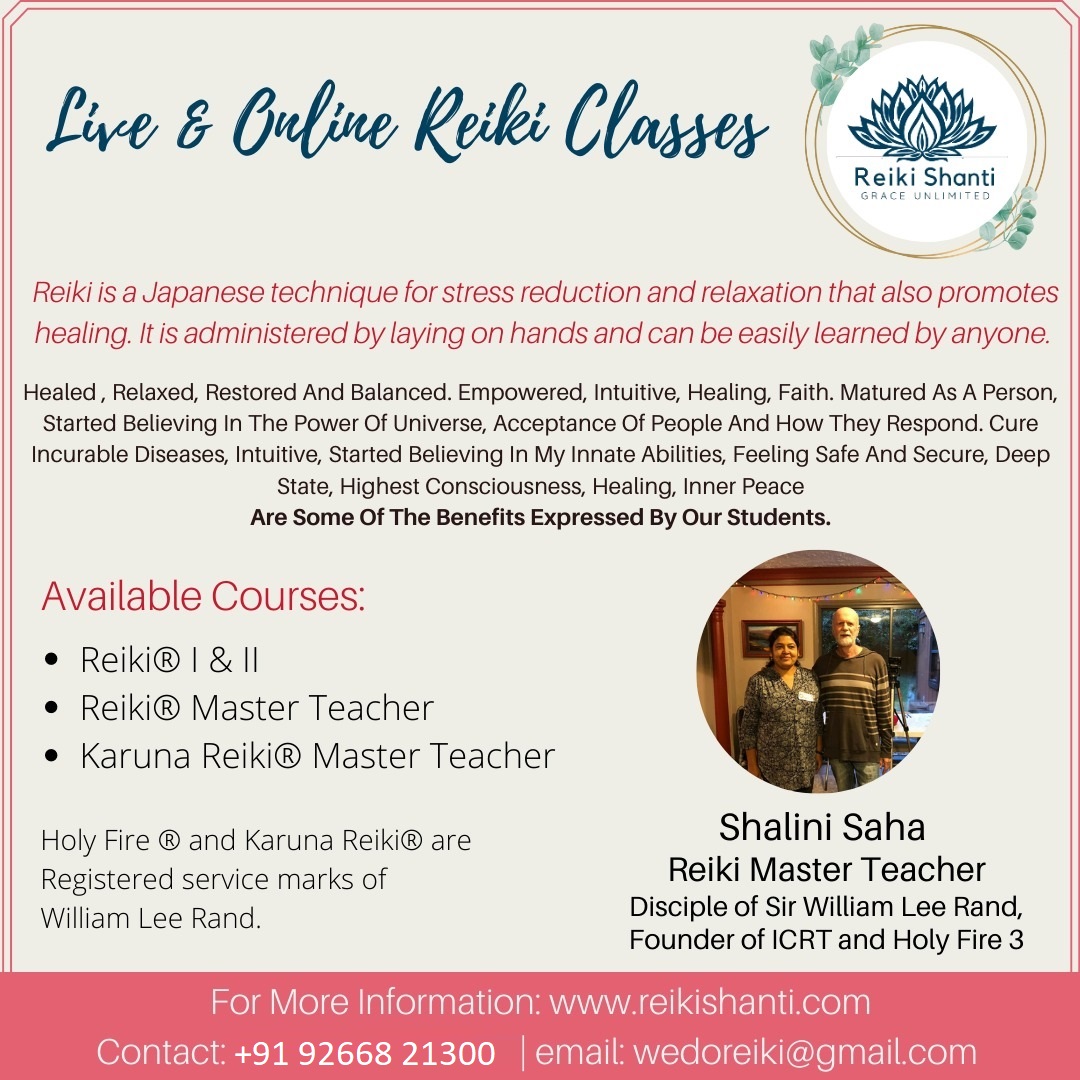 ICRT Certified Live & Online Reiki Classes- Shalini Saha - Hyderabad