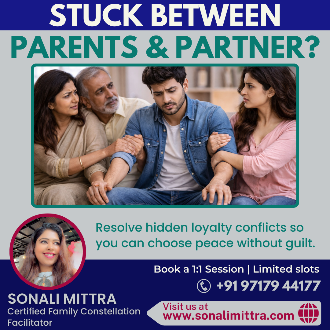 Family constellation therapy concept for resolving parent-partner conflict with Sonali Mittra - Delhi