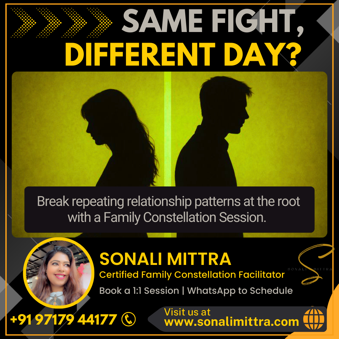 Family constellation therapy concept for resolving parent-partner conflict with Sonali Mittra - Delhi