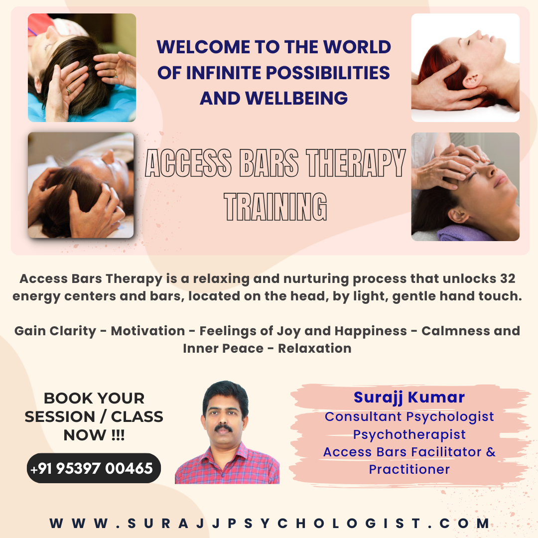 Suraj Kumar (Surajj Kumar)- Consultant Psychologist, Psychotherapist, Internationally Licensed Access Bars Facilitator and Practitioner & Possibility Trainer - Kochi