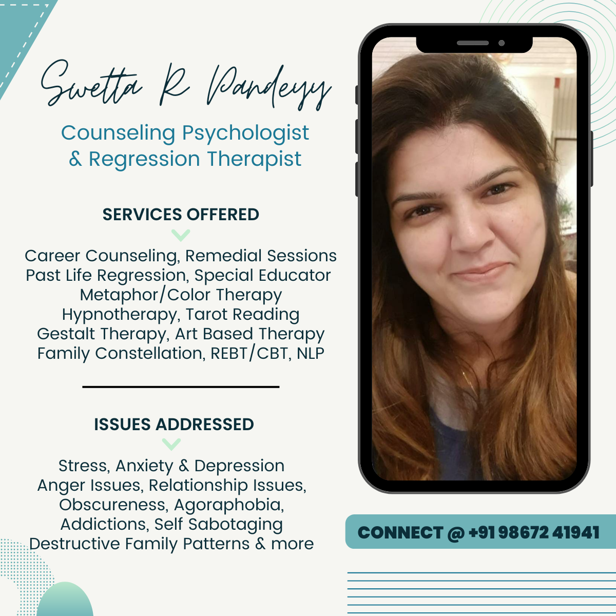 Sweta R Pandey - Counselling Psychologist & Regression Therapist- Pondicherry