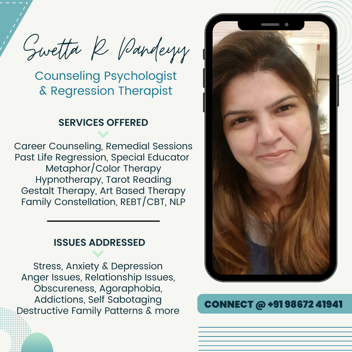 Sweta R Pandey - Counselling Psychologist & Regression Therapist- Mysore
