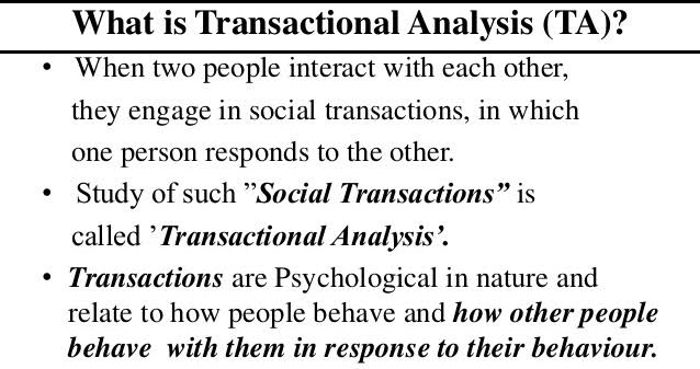 Transactional Analysis in Bangalore