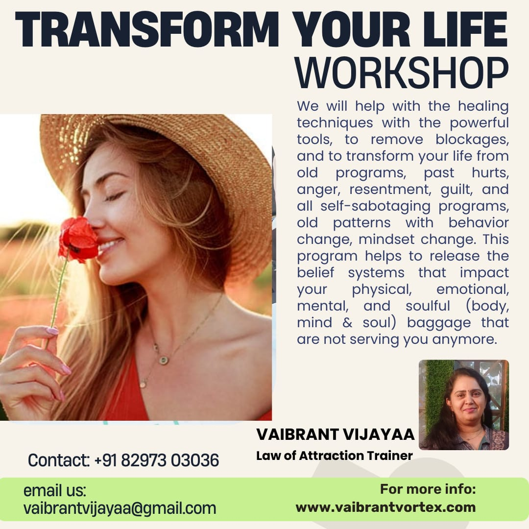 Transform Your Life Workshop - Vaibrant Vijayaa - Ontario